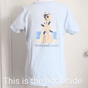 Vineyard Vines Women Light Blue K-9 Graphic Short Sleeve Tee Sz M For Dog Lovers